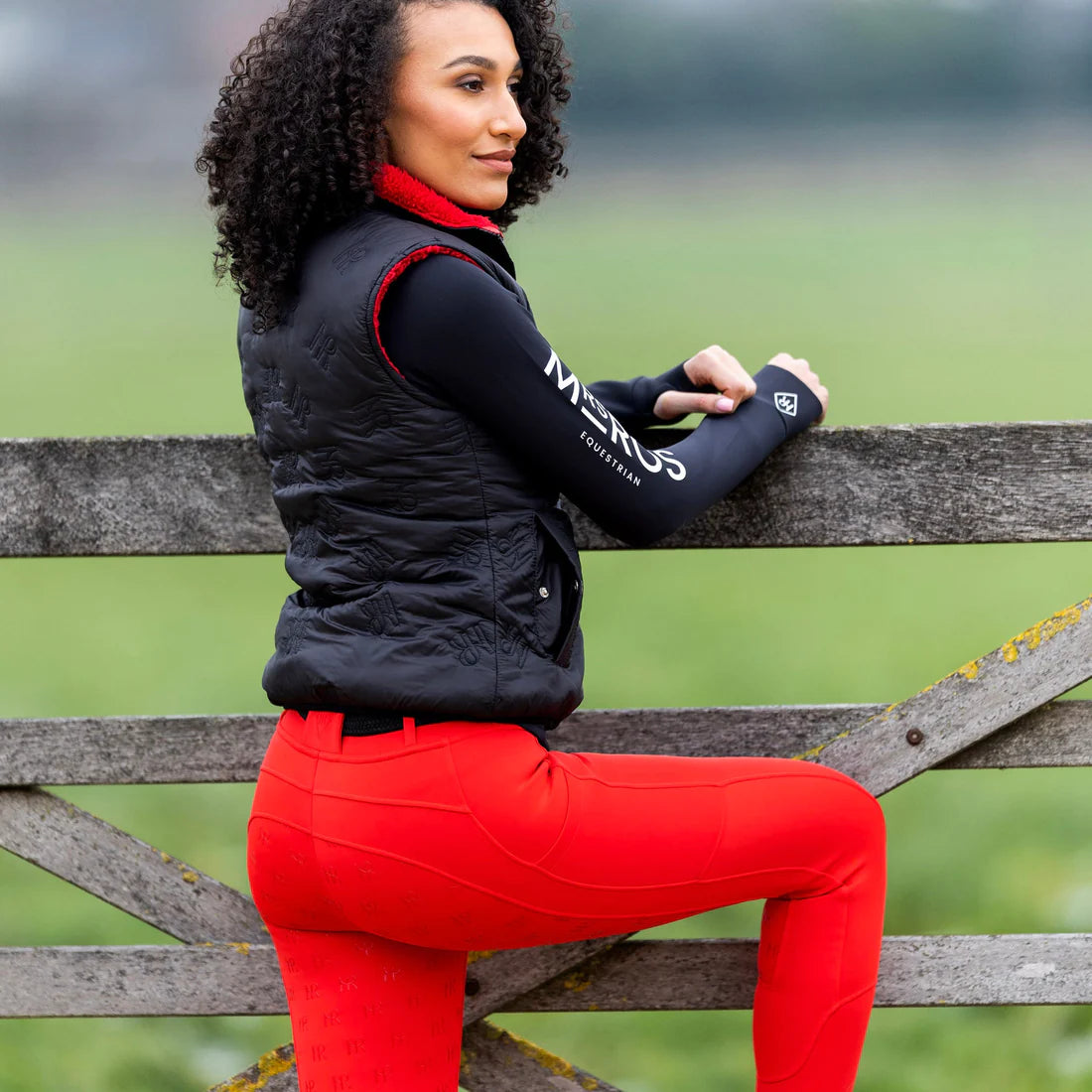 MRS.ROS Equestrian Softshell Silhouette Cheeky Red - talvised retuusid